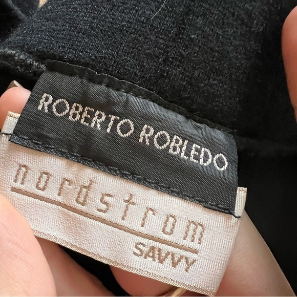 ROBERTO ROBLEDO Black Wool Blend Stirrup Pants Size Small - Picture 2 of 8